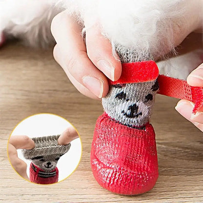 4pcs/lot Winter Warm Dog Socks Anti-Slip Rain Snow Boots Waterproof Puppy Chihuahua Dogs Shoes Booties for Small Large Dogs Beauty Trend Shop