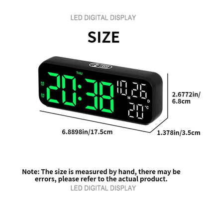 Digital Alarm Clock Temperature and Date Week Display Night Mode Table Clock Voice Control 12/24H Electronic LED Alarm Clocks Beauty World Shop