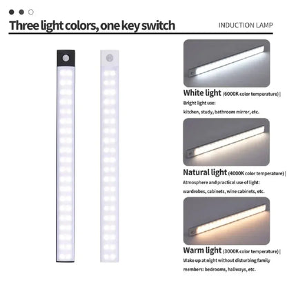 LED Cabinet Light USB Type-C Rechargeable Motion Sensor Led Lamp for Kitchen Wardrobe Cabinet Lighting 20cm/30cm/40cm/50cm/60cm Beauty World Shop