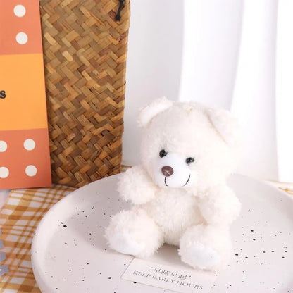 Stuffed Animals Plush Little Bear keychain Plush Doll Animal Bear Curly Plush Sitting Doll Couple Toy Soft Bear Bag Pendant Beauty World Shop