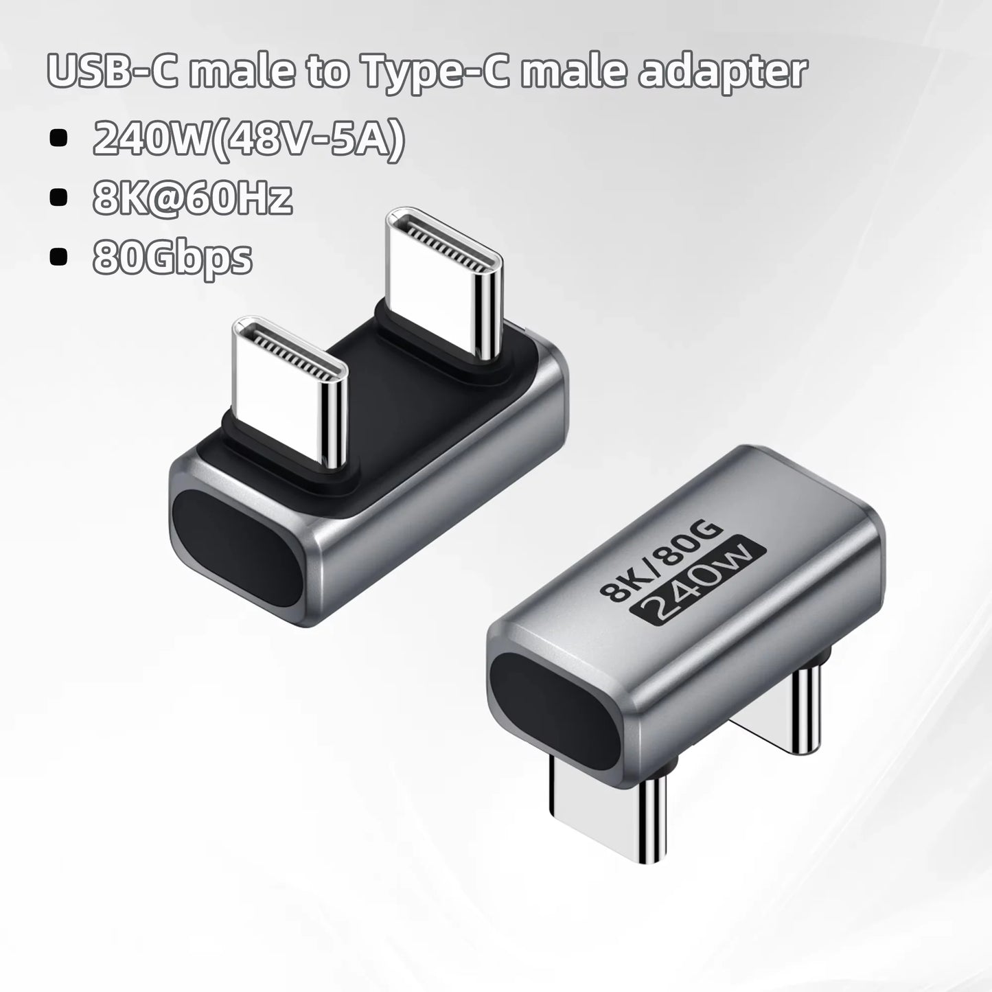 USB4.0 PD240W 8K60Hz Charger Connector for  80Gbps High Speed USB C OTG U-Shape Straight Angle dapter For Macbook iphnoe15/16