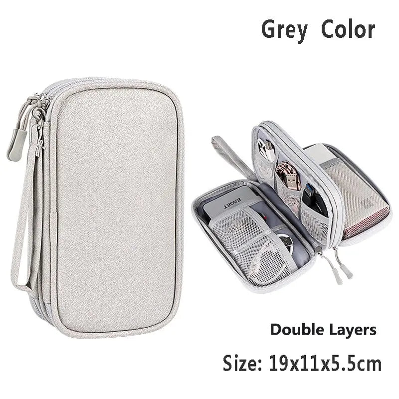 Data Cable Storage Bag Waterproof Portable Carry Case  Storage Bag Travel Organizer Bag for Cable Cord USB Charger Beauty World Shop
