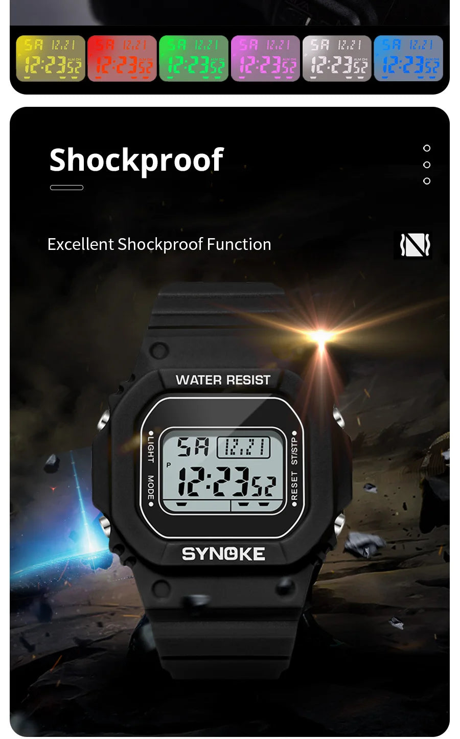 SYNOKE Outdoor Military Digital Watch For Men Fashion Retro Men Watch Sports Waterproof Men Watch Multifunctional Luminous Beauty World Shop