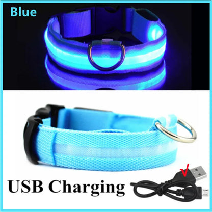 USB Rechargeable Luminous Collar Adjustable Led Glowing Dog Collar for Large Small Dogs Cat Night Light Collar Pet Safety Harnes Beauty World Shop