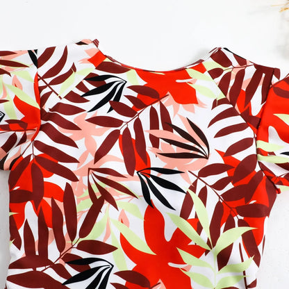 2024 Fashion Short Dress One-piece Swimsuit Zipper Swimsuit Sexy Bikini Women's Thickened Printed Swimming Beach Wear Summer Beauty World Shop