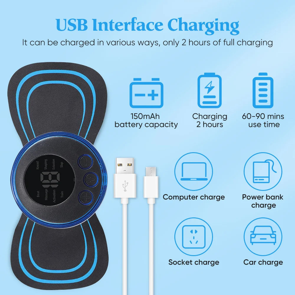 Electric Neck Massager EMS Muscle Massage Stimulator Low Frequency Instrument Back Cervical Calf Patches Pain Joints Mini Device Beauty World Shop
