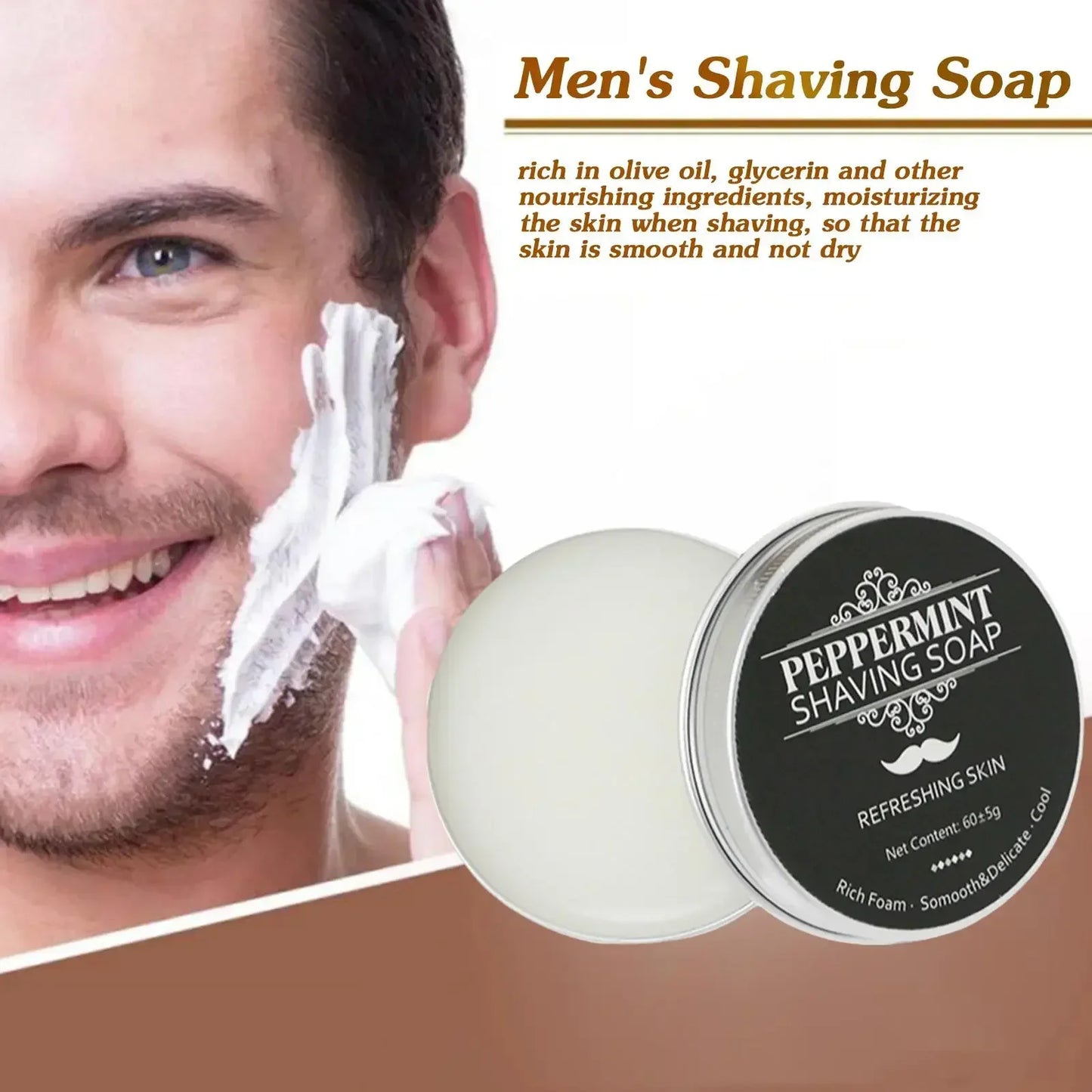 Handmade Smooth Texture Ear Shaving Soap Bar - Organic Foam Shaving Cream for Men Face Freshness And Cleanliness Maintainer