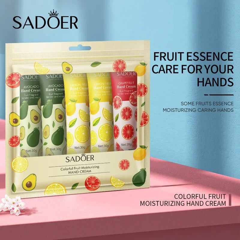 5Pcs/set Fruit Plant Fragrance Hand Cream Sets Moisturizing Repair Anti Dry Hand Lotion Sets Hands Skin Care Products Beauty Trend Shop