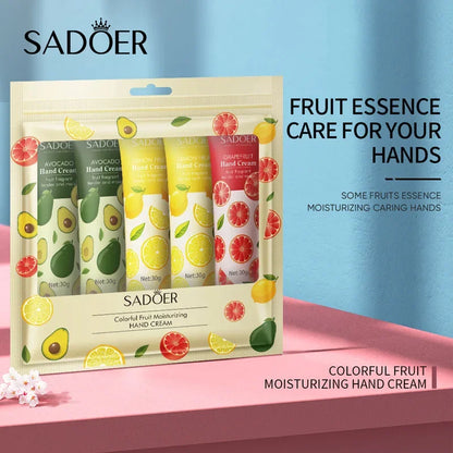 5Pcs/set Fruit Plant Fragrance Hand Cream Sets Moisturizing Repair Anti Dry Hand Lotion Sets Hands Skin Care Products Beauty Trend Shop