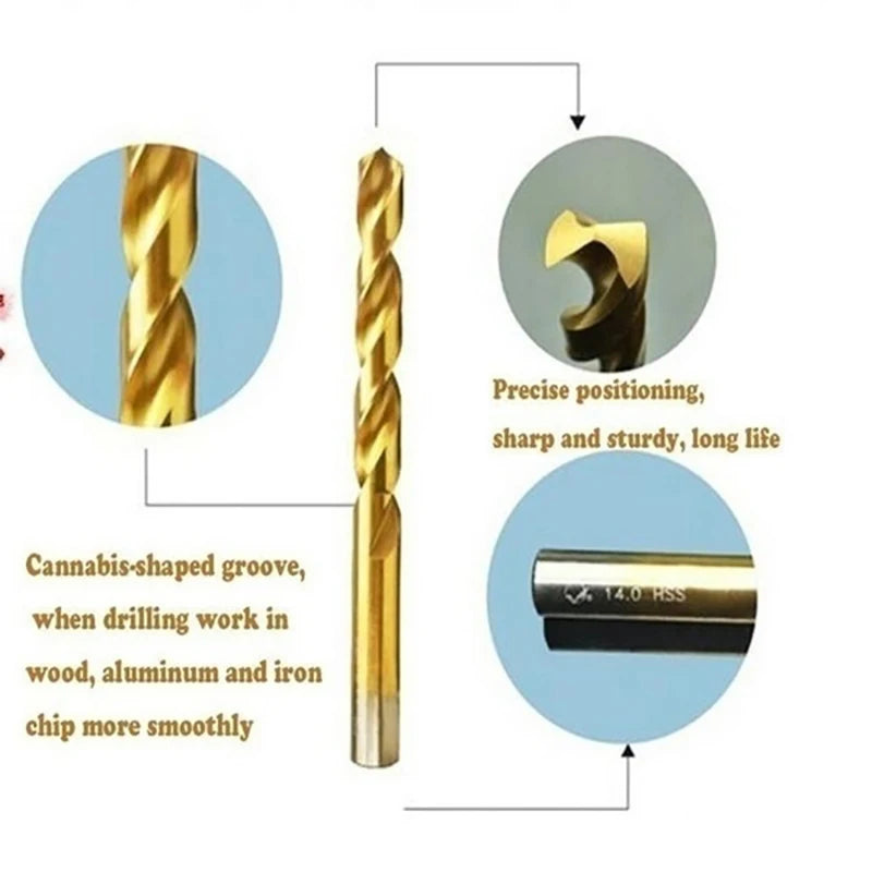 100/50Pcs Titanium Coated Drill Bits HSS High Speed Steel Set Tool Quality Power Tools 1/1.5/2/2.5/3mm Beauty World Shop
