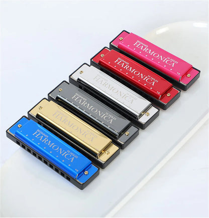 Miwayer 10 Holes Harmonica Key of C ,  Colorful Metal Shell  with Case for Beginner Students Kids Gift with Case Beauty World Shop
