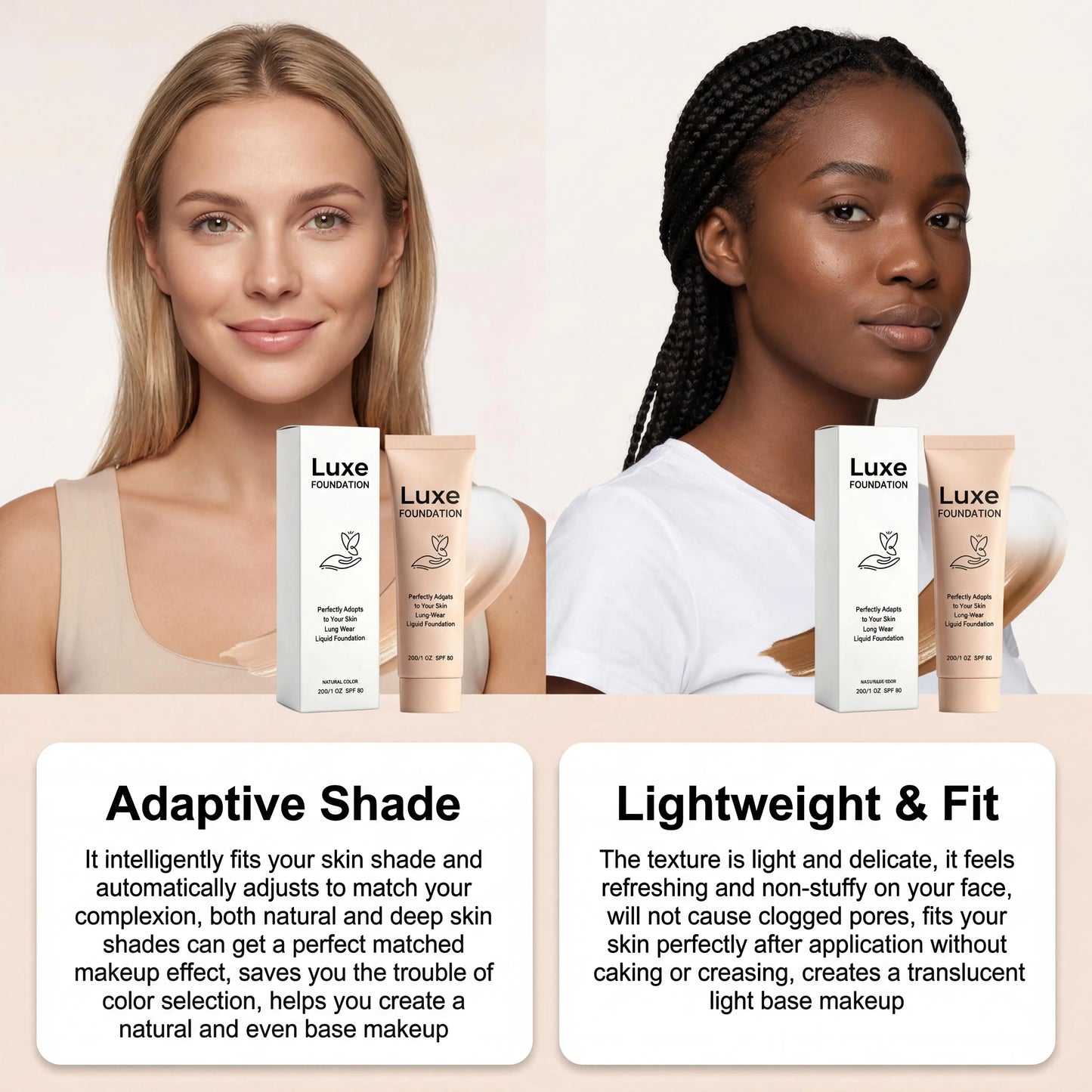 SPF 50 Color Changing Foundation Self Adjusting Adapt Skin Tone Conceal Face Fine Flaws Natural Invisible Skin Pores Makeup Base Beauty World Shop