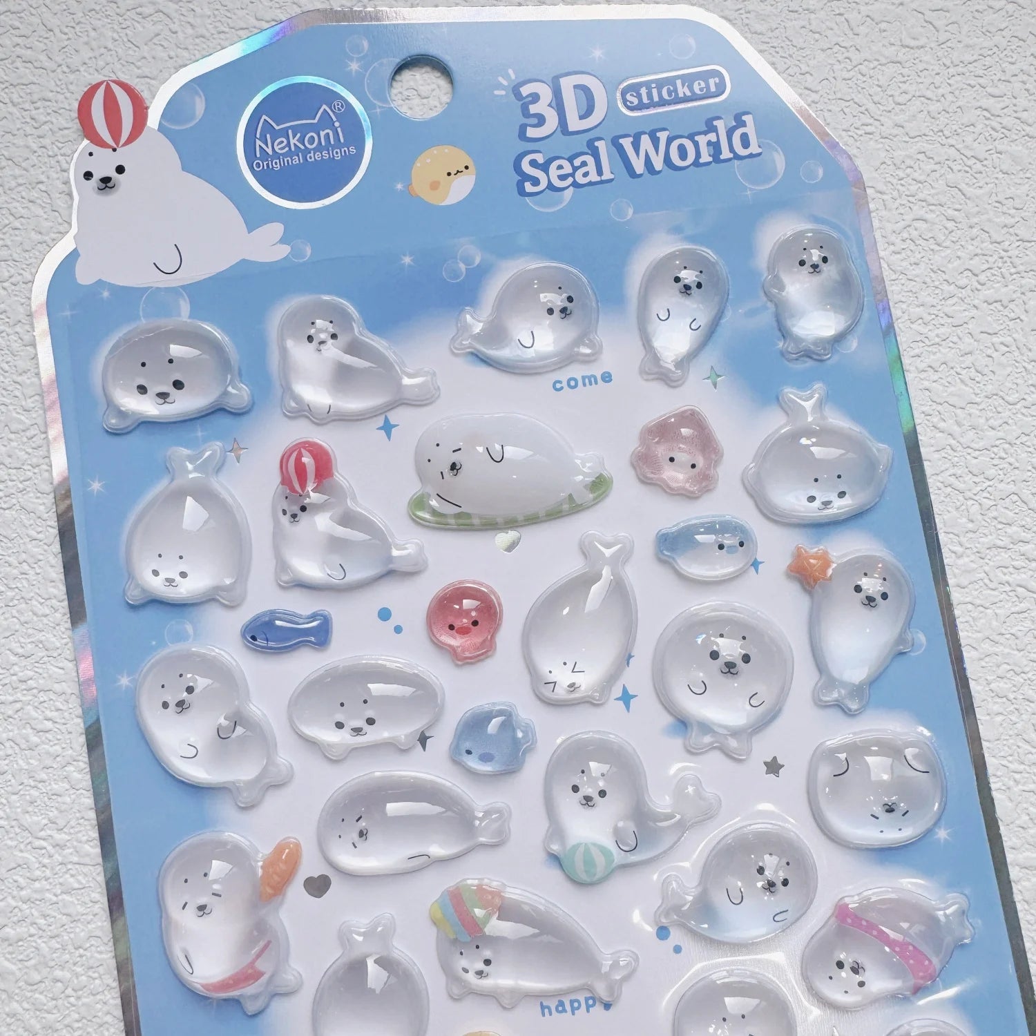 NEKONI Cute Animals Seal Bear Penguin 3D Stickers Scrapbooking DIY Journaling Stationery Diary Cute Stickers School Supply Beauty World Shop