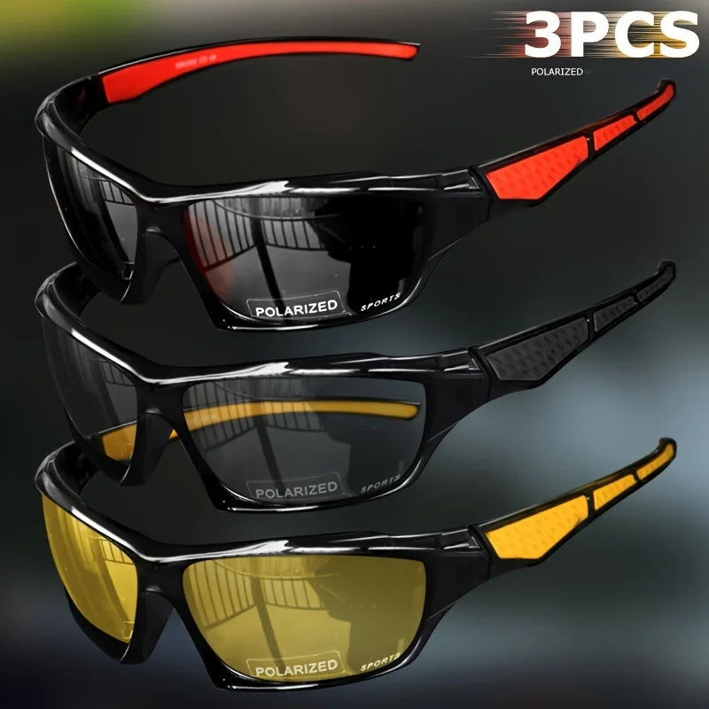 1/3PCS Sports Polarized Sunglasses for Men Lightweight Night Vision Male Shades Cycling Driving Fishing Fashion Mirror Sunglass Beauty World Shop