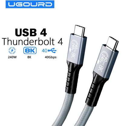UGOURD USB4 Cable 40Gbps 240W Thunderbolt 4 Type C Fast Charging Cable Thunderbolt3 USB C to C Data Transfer Cable For EGPU Beauty World Shop