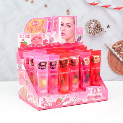6pcs/set, Moisturizing Clear Lip Gloss, Pineapple, strawberry, grapes Translucent Plumping Lip Oils Gift Set Beauty Trend Shop