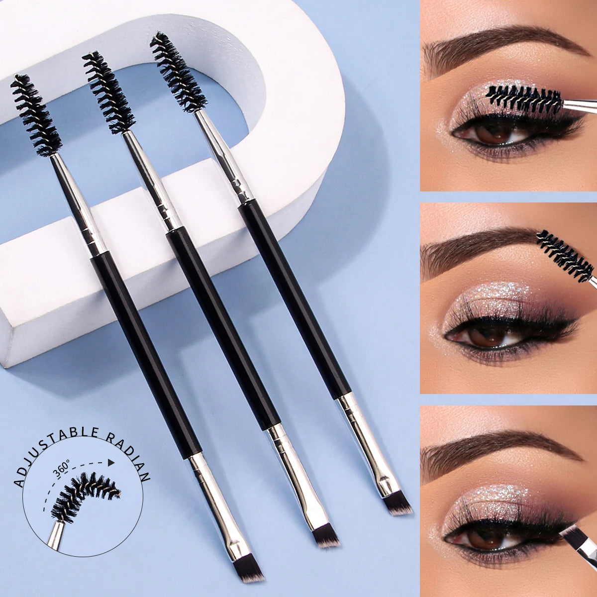Clearance_3PCS professional single double end angle eyebrow eyelash makeup brush high quality eyebrow pencil eyeliner brush_Cont Beauty World Shop
