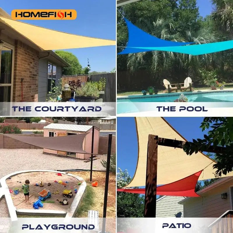 3x3x3M Folding Waterproof Triangle Sun Shade Sail Canopy For Outdoor Activities Backyard Awning Camping Tents Shade Cloth Beauty World Shop