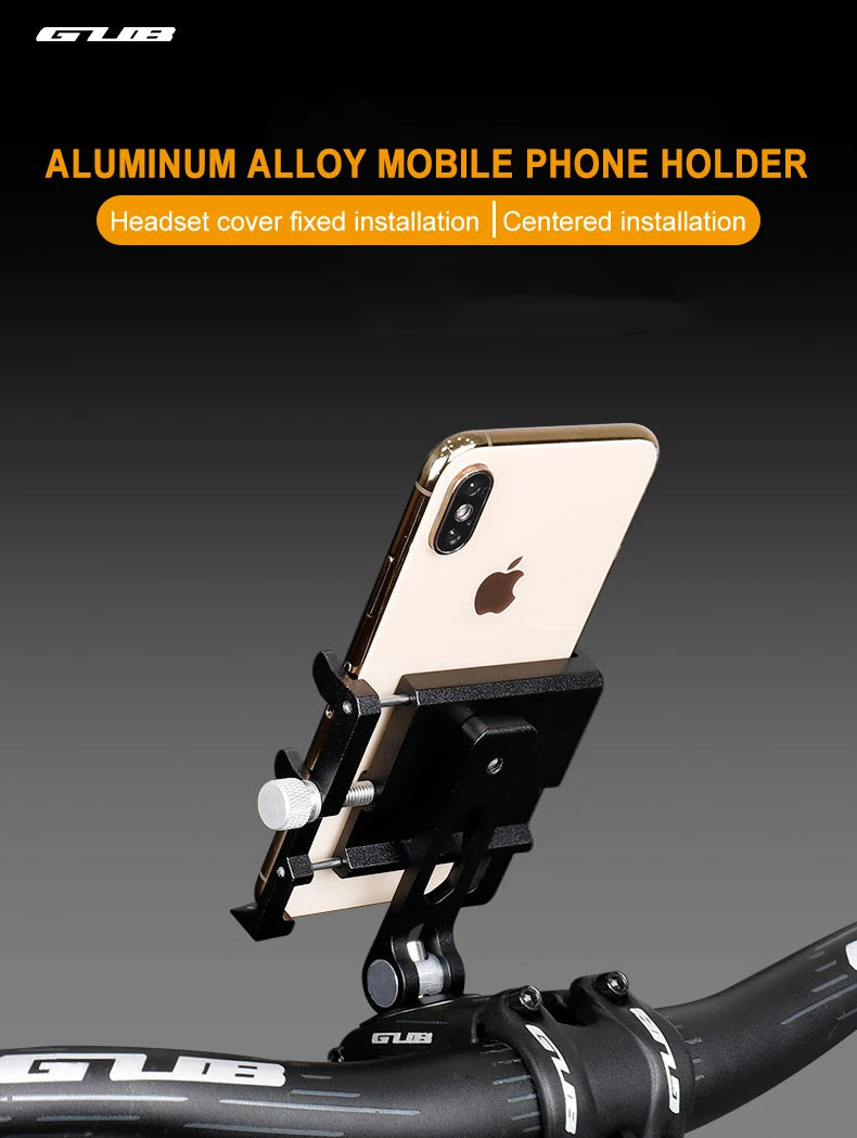 GUB Aluminum Bicycle Phone Holder Metal Bike Cell Mobile iPhone Stand for Motorcycle Scooter Handlebar Bike Headsets Stem Mount Beauty World Shop