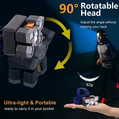 5LED Bright Headlamp Rechargeable Waterproof Adjustable 4Modes Lightweight for Outdoor Camping Running Hiking Beauty Fashion