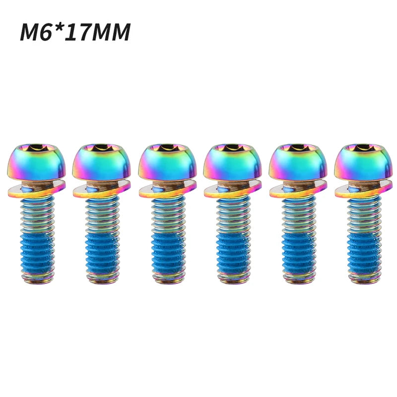 MUQZI 6pcs M6x17mm Disc Brake Caliper Bolts Bike Stem Bolt MTB Crank Arm Screw With Washer Bicycle Parts Beauty World Shop