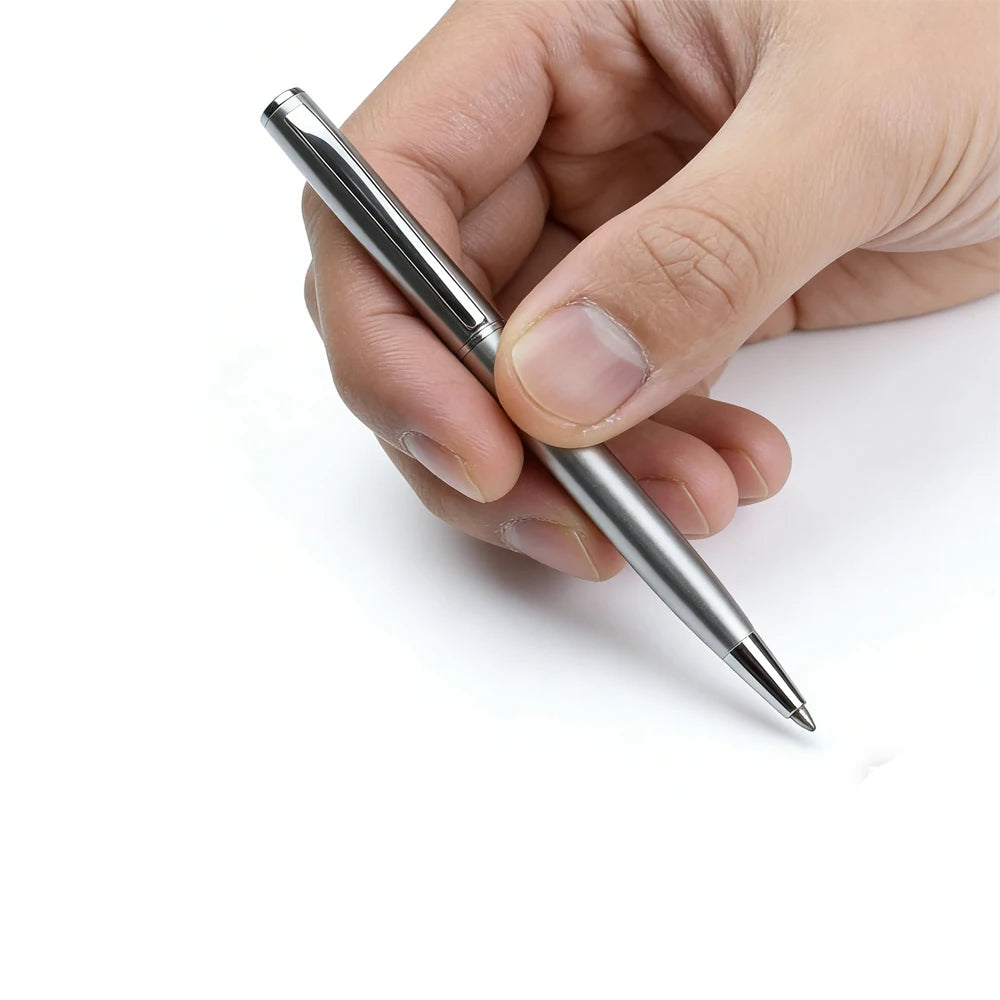 Mini Stainless Steel Metal Ballpoint Pen with 10 Replacement Refills Set, Portable Pocket Ballpen Compact Short Pen for Wallet Beauty World Shop