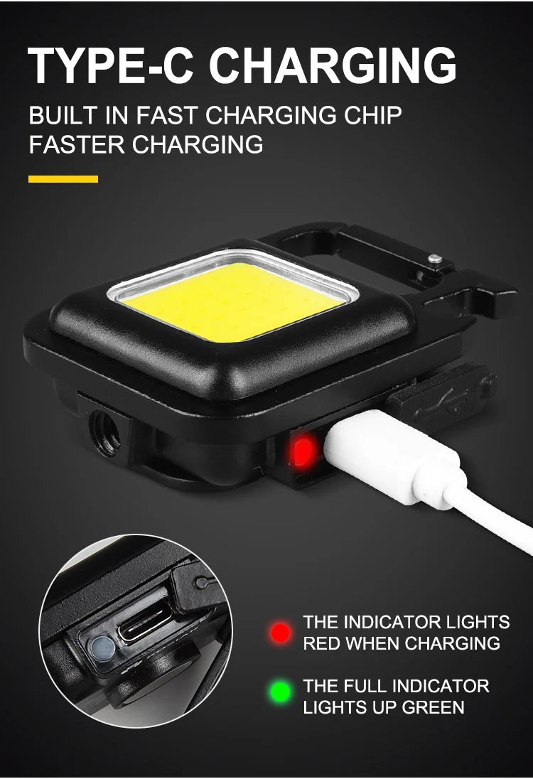 COB LED Mini Flashlight Super Bright EDC Keychain Light Outdoor Emergency Camping Pocket Lamp With Tail Magnet Corkscrew Beauty World Shop