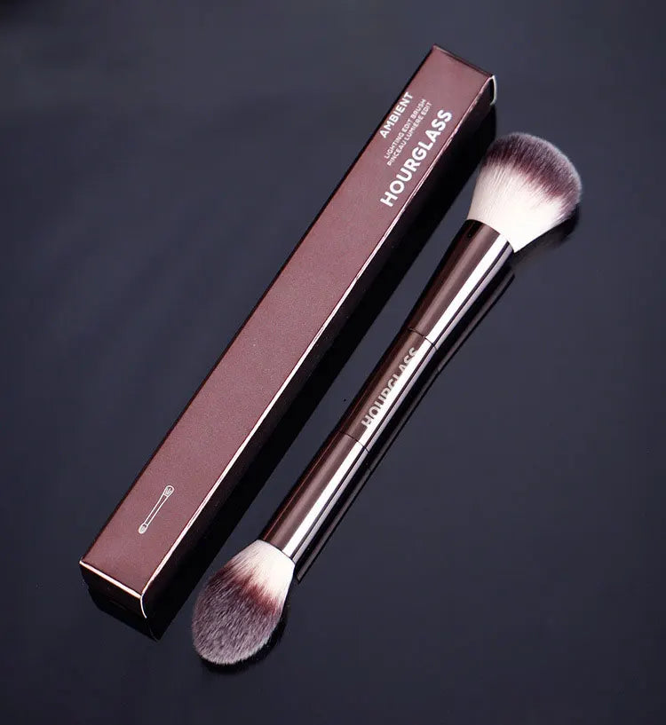 Makeup brush, powder brush, blush brush, loose powder brush, exquisite professional metal handle, double-head design, with box Beauty World Shop