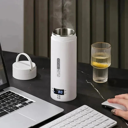 450ML Electric Kettles Portable Tea Coffee Kettle Travel Boil Water Thermal Cup Anti-Scald Water Bottle English Menu Beauty World Shop