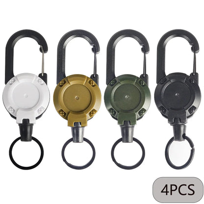 1/2/4pcs Extendable Retractable Holders Keychain Badge Reels Heavy Duty Clip With Carabiner Key Chain For Men Outdoor Bags Beauty Fashion
