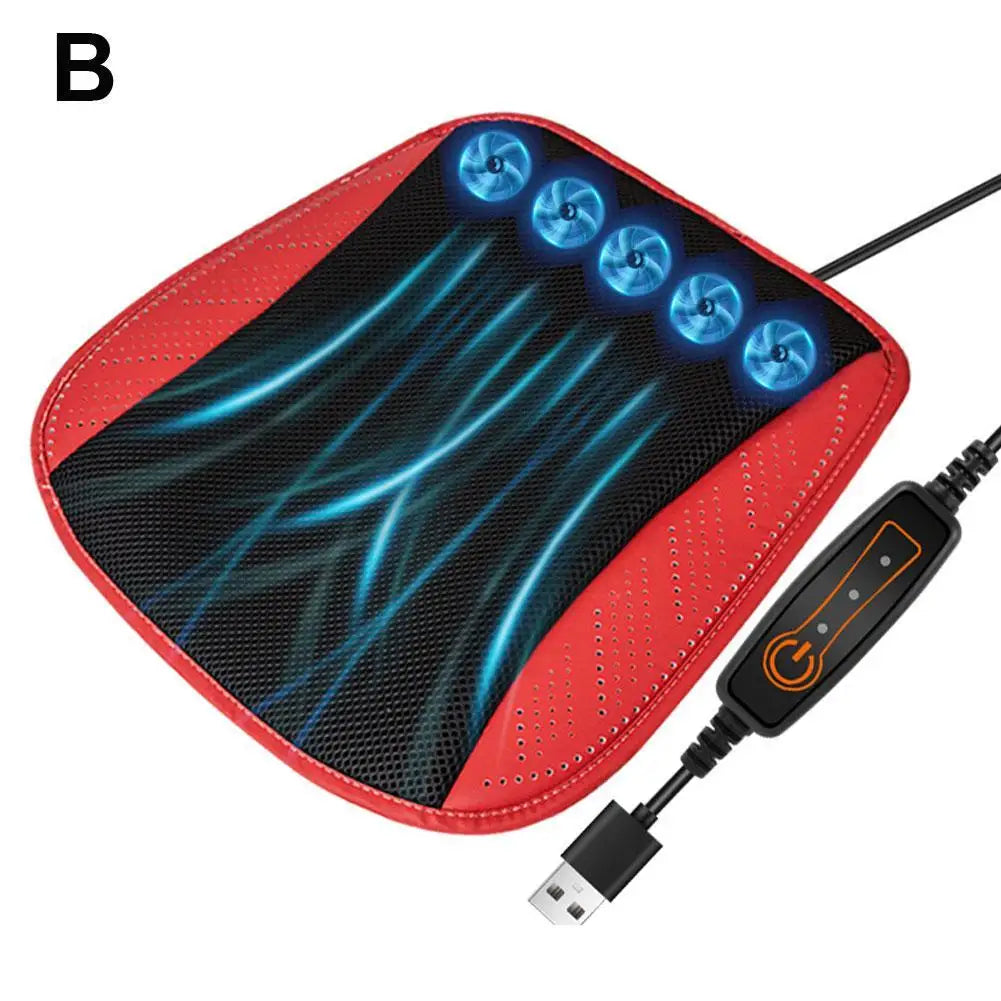 Summer Universal Car Cooling Cushion with 5/8 Fans, Three Wind Adjustment Cooled Chair Pad USB Seat Cushion Interior Accessories Beauty World Shop