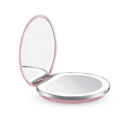 Compact Mirror with Light, 1X/3X Magnification LED Pocket Mirror with USB Data Cable, Pink Mini Mirror for Purse, Pocket,Travel Beauty World Shop