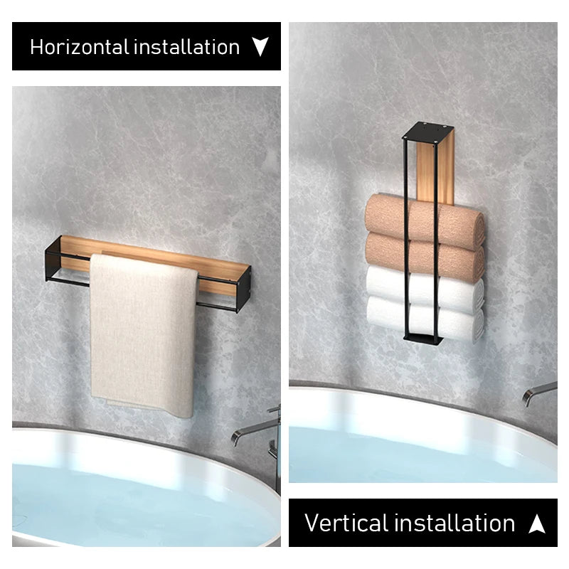 Bathroom wall mounted towel rack, bathroom decorative towel rack, towel hanging rack, roll towel storage, no drilling required Beauty World Shop