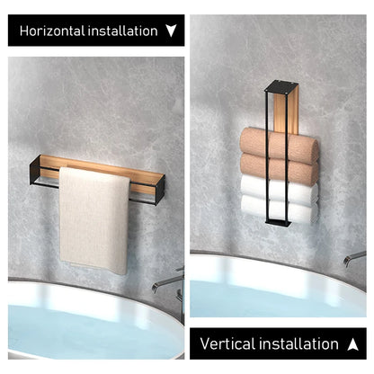 Bathroom wall mounted towel rack, bathroom decorative towel rack, towel hanging rack, roll towel storage, no drilling required Beauty World Shop