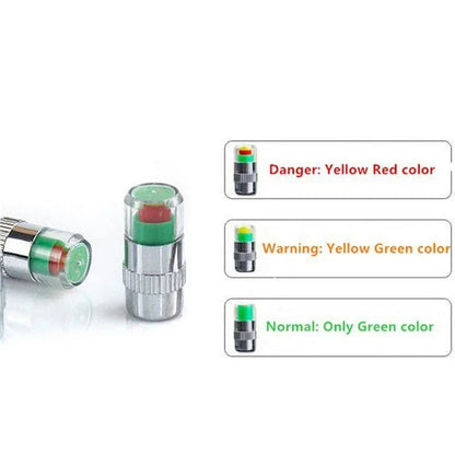 NEW 4pcs Car Tire Pressure Indicator Gauge Alert Monitoring Valve Cap Sensor External Detection Beauty World Shop