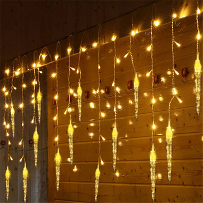 Christmas Garland LED Icicle Curtain String Lights Droop Outdoor Garden Street Wedding Decorative lighting Steady on Beauty World Shop
