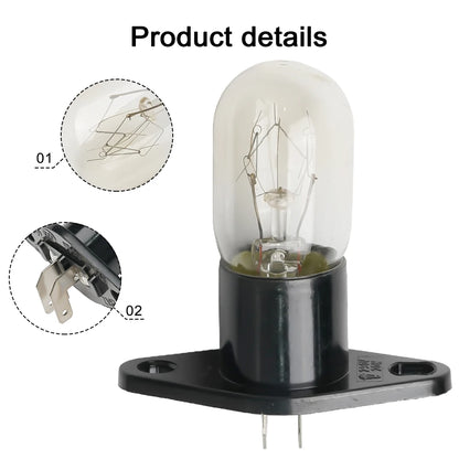 2A 250V 20W Microwave Oven Bulb Refrigerator Lighting Bulb Base Design With Holder Replacement Universal Beauty World Shop
