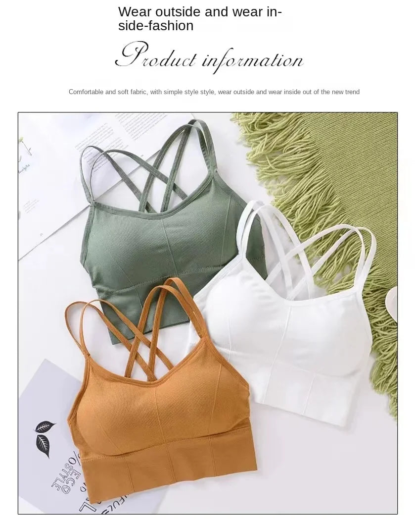 Sexy Women Tops Back Cross Strap Tank Top Push Up Running Sports Bra Breathable Soft Fitness Beauty Solid Color Yoga Bra Beauty World Shop