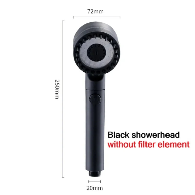 High Pressurized Filter Shower Head 3-mode Adjustable Spray with Massage Brush Rain Faucet Bathroom Accessories Beauty World Shop