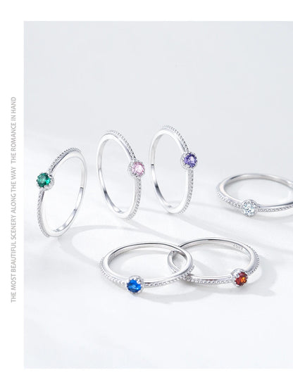 Ailmay 925 Sterling Silver Round Rainbow Zircon Rings For Women Wedding Engagement Party Colored Jewelry Beauty World Shop