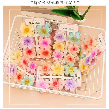 6PCs fashion colorful transparent flower small hair claw clips clamp hairpin Barrette for thick thin hair accessories for women Beauty World Shop