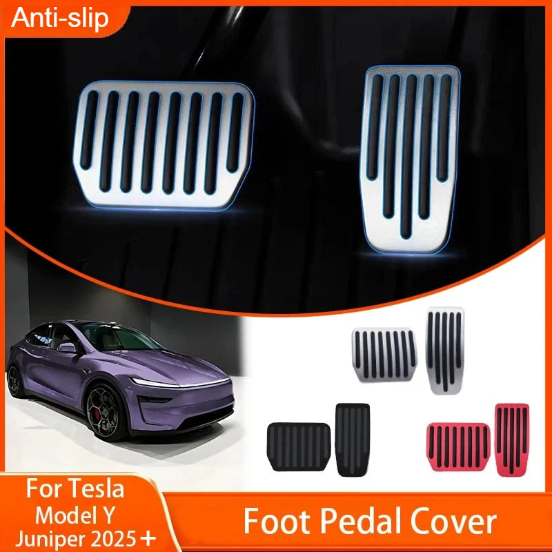 For Tesla Model Y Juniper 2025 2026 Upgrade Foot Pedal Pads Non-slip Accelerator Brake Rest Performance Aluminum Mat Accessories Beauty World Shop