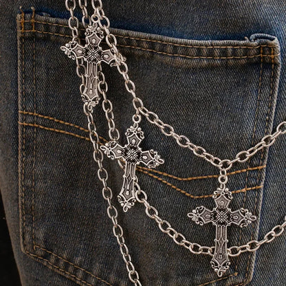 Fashion Punk Metal Pants Chain Hip Hop Waist Chain Cross Pendant Jeans Chain For Men Women Accessories Gifts Beauty World Shop