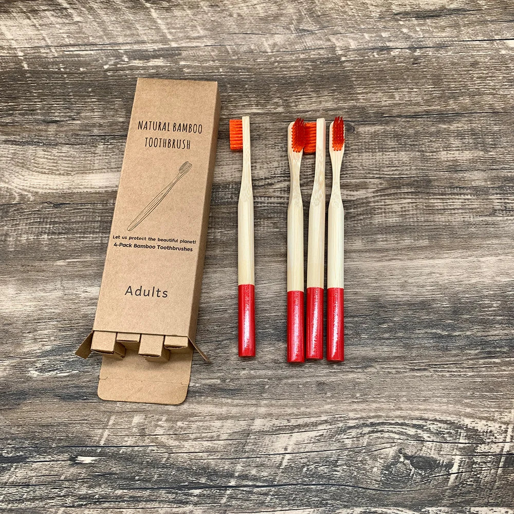 10pcs Round Handle Adult & Children Natural Eco Friendly Travel Tooth Teeth Brush Bamboo Toothbrush With Medium Hard Bristlesth Beauty World Shop