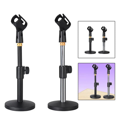 Portable Mic Stand Professional Pedestal Feet Adjustable Desk Holder Bracket Speech Live Fixing Frame Microphone Bracket Beauty World Shop