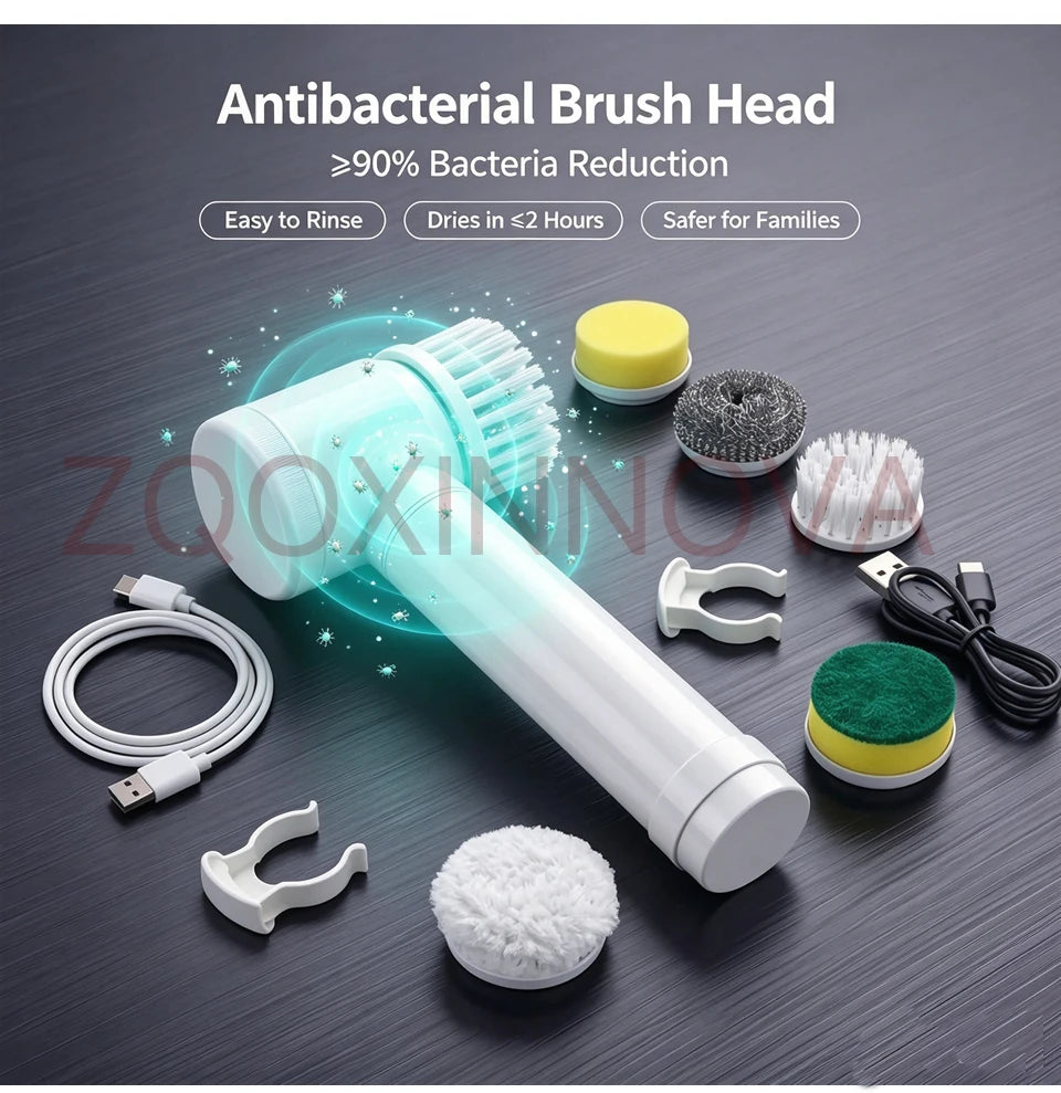 Household CordLess Electric Cleaning Brush Kitchen Gadgets Hair Brushes Bathroom Broom Toilet Mops Multifunctional Spin Scrubber Beauty World Shop