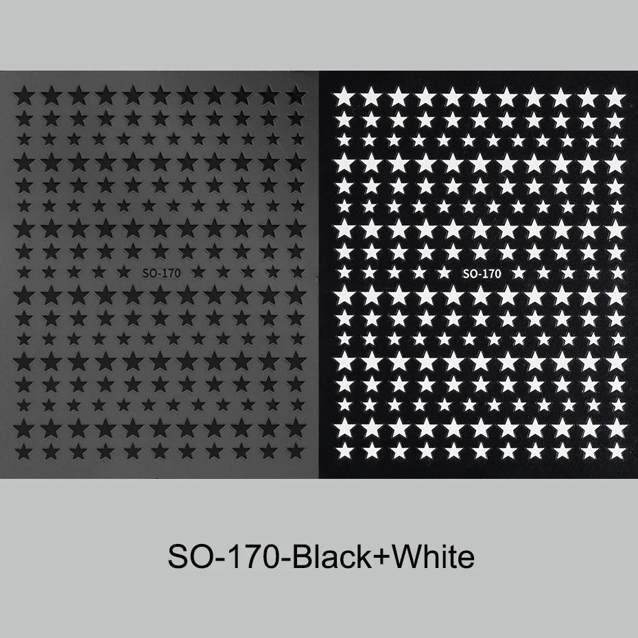 3D Black Pink Stars Stickers for Nails Golden Silvery Stars Adhesive Nail Decals Autumn Winter Festival DIY Nail Art Accessories Beauty World Shop