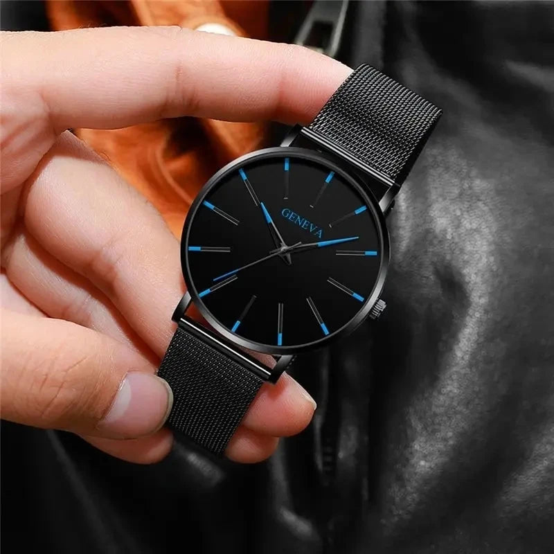 Minimalist Mens Fashion Ultra Thin Watches Simple Men Business Stainless Steel Mesh Belt Quartz Wrist Watch Relogio Masculino Beauty World Shop