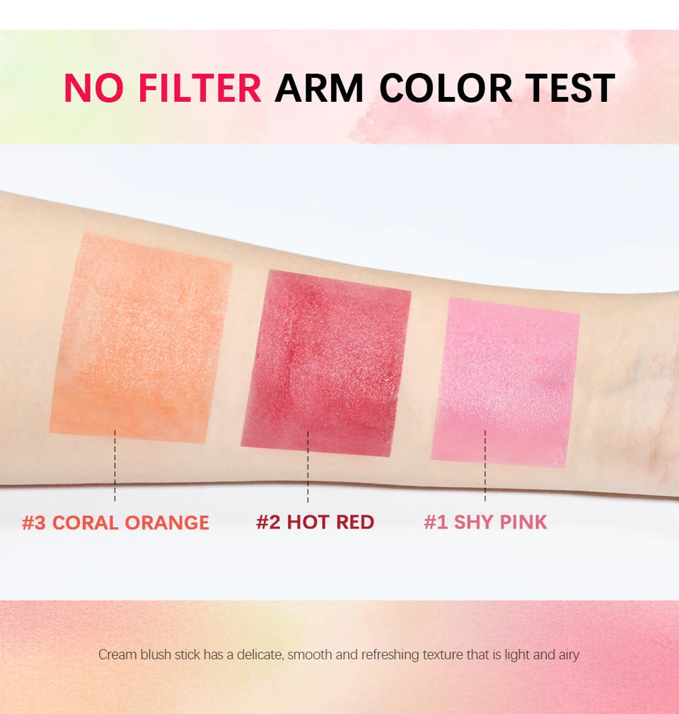 Make Up Functional Blush Stick Easy Color Rouge Blusher Cream Waterproof High Color Rendering Brightening Skin Tone Hot Beauty World Shop