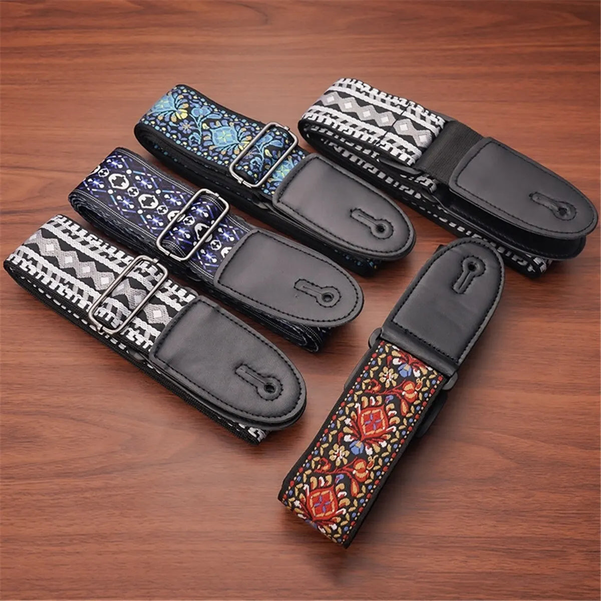 Embroidered Print Guitar Strap Vintage Ethnic Style Adjustable Strap for Folk Electric Guitar Bass Ukulele Guitar Accessories Beauty World Shop